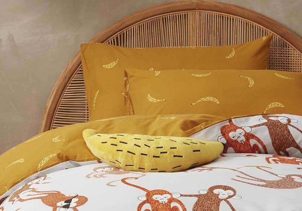 Monkey Kids Quilt Cover Set and Banana Plush Toy